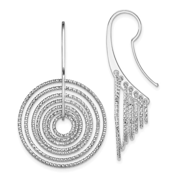 Sterling Silver Rhodium Plated D/C Circles Dangle Earrings Sterling Silver Earrings
