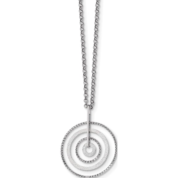 Jewelry by Sweet Pea Sterling Silver Rhodium-plated Diamond-Cut Circles w/2in ext. Necklace