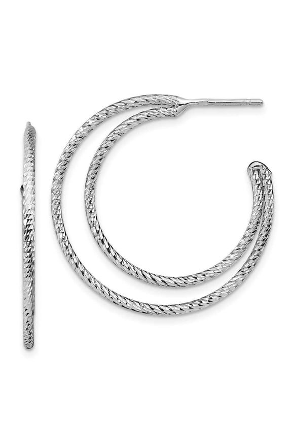 Sterling Silver Rhodium-Plated D/C Hoop Earrings