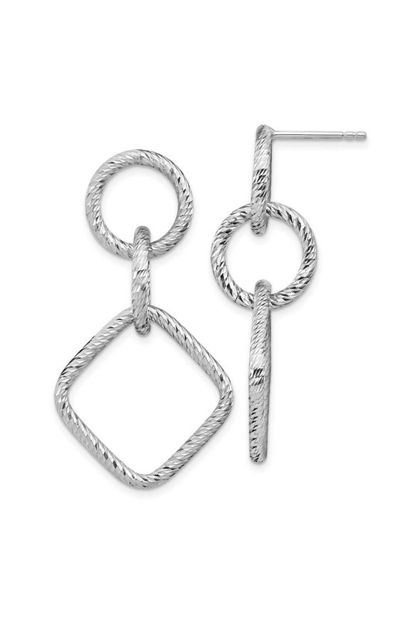 Sterling Silver Rh-plated D/C Post Dangle Earrings