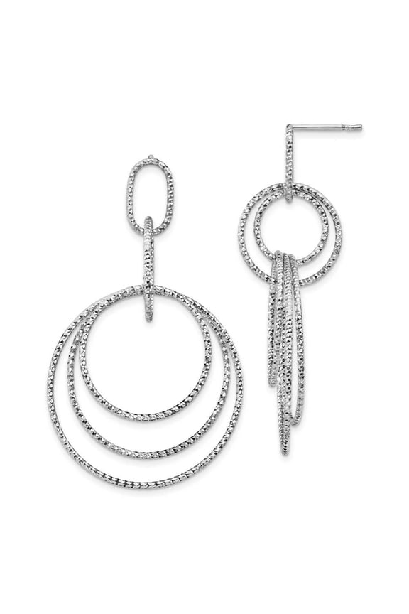 Sterling Silver Rh-plated D/C Post Dangle Earrings