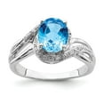 thumbnail image 1 of Sterling Silver Rhodium Plated Dia. and Light Swiss BT Oval Ring, 1 of 6