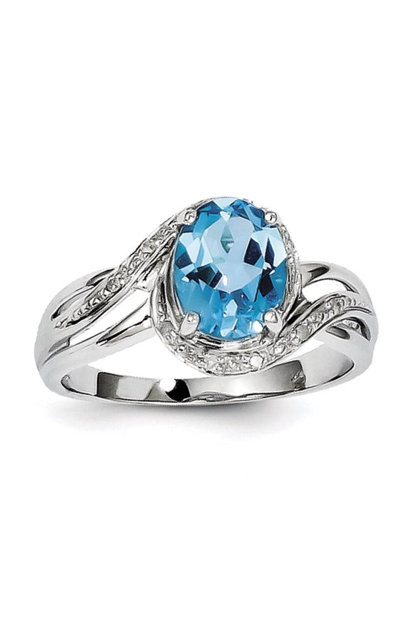 Sterling Silver Rhodium Plated Dia. and Light Swiss BT Square Ring