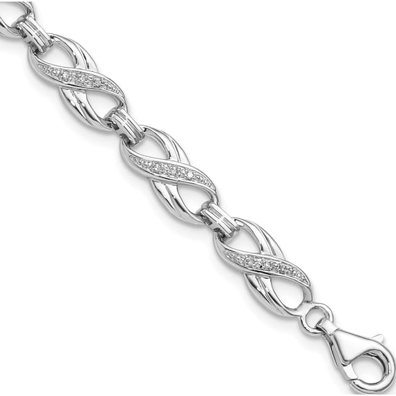 Sterling Silver Rhodium-Plated Diam. Bracelet Made In India qdx1143