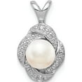 thumbnail image 1 of Sterling Silver Rhodium-Plated Diam. & Fw Cultured Pearl Pendant (16 X 10) Made In India qbpd12jun, 1 of 2