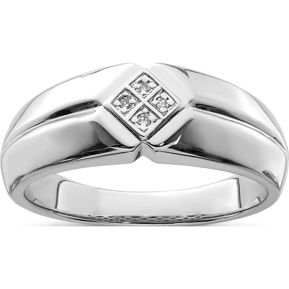 Sterling Silver Rhodium Plated Diam. Men's Ring (Size 11) Made In India qr5112-11