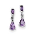 thumbnail image 1 of Sterling Silver Rhodium Plated Diamond & Amethyst Post Earrings, 1 of 1
