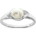thumbnail image 1 of Sterling Silver Rhodium Plated Diamond And Fw Cultured Pearl Ring (Size 7) Made In India qr4485-7, 1 of 5