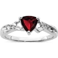 thumbnail image 1 of Sterling Silver Rhodium Plated Diamond And Garnet Heart Ring (Size 7) Made In India qr4634ga-7, 1 of 5