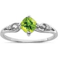 thumbnail image 1 of Sterling Silver Rhodium Plated Diamond And Peridot Cushion Ring (Size 9) Made In India qr4513pe-9, 1 of 5