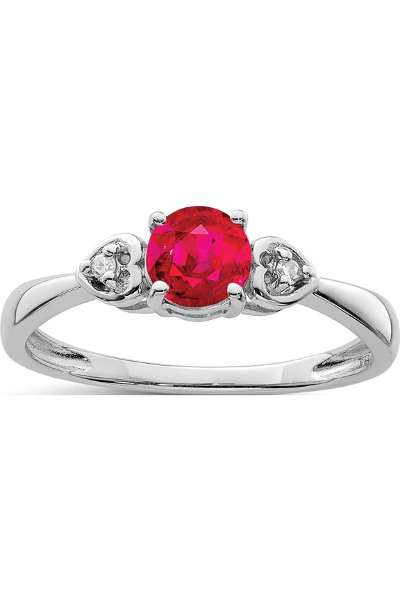 Sterling Silver Rhodium Plated Diamond And Ruby Ring (Size 7) Made In India qr4511r-7