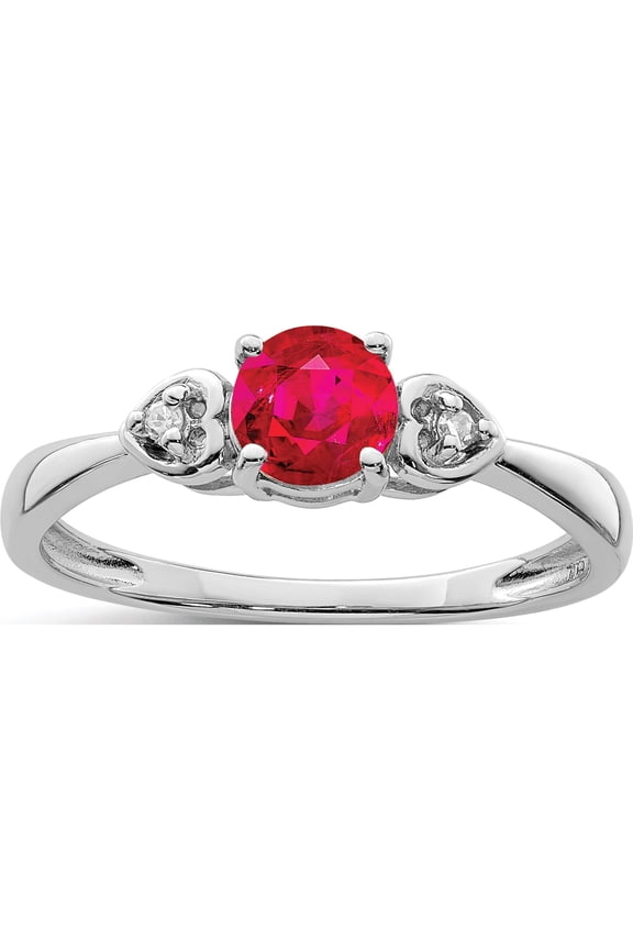 Sterling Silver Rhodium Plated Diamond And Ruby Ring (Size 8) Made In India qr4511r-8