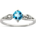 thumbnail image 1 of Sterling Silver Rhodium Plated Diamond And Sky Blue Topaz Cushion Ring (Size 9) Made In India qr4513bt-9, 1 of 6