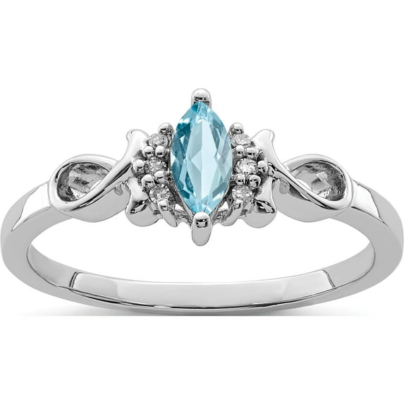 Sterling Silver Rhodium Plated Diamond And Sky Blue Topaz Ring (Size 9) Made In Thailand qr4512bt-9