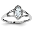 thumbnail image 1 of Sterling Silver Rhodium Plated Diamond & Aquamarine Marquise Ring, 1 of 1