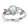 thumbnail image 1 of Sterling Silver Rhodium Plated Diamond & Aquamarine Oval Ring, 1 of 1