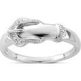 thumbnail image 1 of Sterling Silver Rhodium Plated Diamond Buckle Ring (Size 8) Made In India qr4898-8, 1 of 5