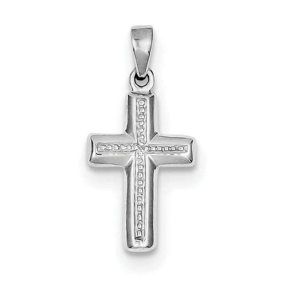 Sterling Silver Rhodium Plated Diamond Cross Pendant (25 X 12) Made In India qp3578