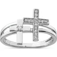 thumbnail image 1 of Sterling Silver Rhodium Plated Diamond Crosses Ring (Size 6) Made In India qr4677-6, 1 of 5