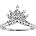 thumbnail image 1 of Sterling Silver Rhodium Plated Diamond Crown Ring (Size 7) Made In India qr5738-7, 1 of 6