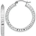 thumbnail image 1 of Sterling Silver Rhodium-Plated Diamond-Cut 3X30mm Square Tube Hoop Earrings (30 X 30) Made In Mexico qe8135, 1 of 5