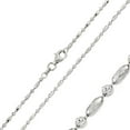 thumbnail image 1 of Sterling Silver Rhodium Plated Diamond-Cut Round Oval Bead Chain 2mm Italy 24" 925 Jewelry Female, 1 of 5