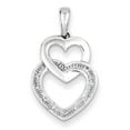 thumbnail image 1 of Sterling Silver Rhodium Plated Diamond Double Heart Pendant, 1 of 2