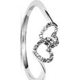 thumbnail image 1 of Sterling Silver Rhodium Plated Diamond Double Heart Promise Ring (Size 8) Made In India qr5605-8, 1 of 2