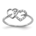 thumbnail image 1 of Sterling Silver Rhodium Plated Diamond Double Heart Ring QR5607, 1 of 5