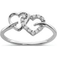 thumbnail image 1 of Sterling Silver Rhodium Plated Diamond Double Heart Ring (Size 7) Made In India qr5607-7, 1 of 5