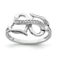 thumbnail image 1 of Sterling Silver Rhodium Plated Diamond Double Heart Ring, 1 of 6