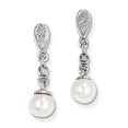 thumbnail image 1 of Sterling Silver Rhodium Plated Diamond & Freshwater Cultured Pearl Earrings, 1 of 3