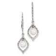 thumbnail image 1 of Sterling Silver Rhodium Plated Diamond & Freshwater Cultured Pearl Earrings, 1 of 2