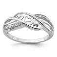 thumbnail image 1 of Sterling Silver Rhodium Plated Diamond Heart MOM Ring, 1 of 6