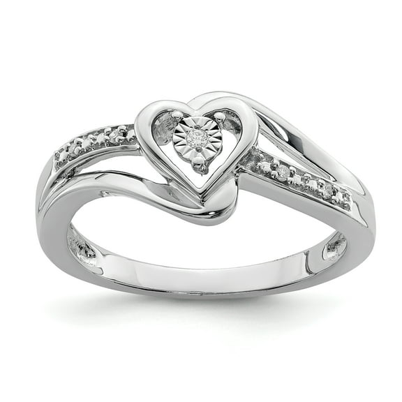 Sterling Silver Rhodium Plated Diamond Heart Ring QR6408