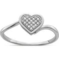 thumbnail image 1 of Sterling Silver Rhodium Plated Diamond Heart Ring (Size 6) Made In India qr5627-6, 1 of 5