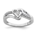 thumbnail image 1 of Sterling Silver Rhodium Plated Diamond Heart Ring, 1 of 6