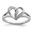thumbnail image 1 of Sterling Silver Rhodium Plated Diamond Heart Ring, 1 of 6