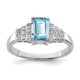 thumbnail image 1 of Sterling Silver Rhodium Plated Diamond & Light Swiss Blue Topaz Ring, 1 of 5