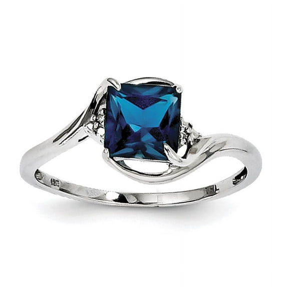 Sterling Silver Rhodium Plated Diamond & London Blue Topaz Ring QR4620BT