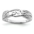 thumbnail image 1 of 925 Sterling Silver Polished Rhodium Plated Diamond Love Ring Size 6 Measures 2mm Wide - Statement Ring for Women, 1 of 5