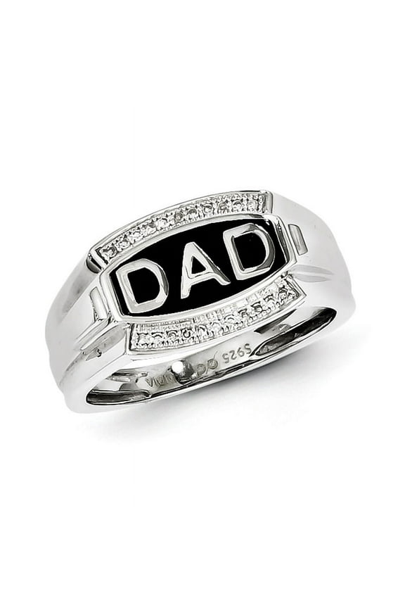 Sterling Silver Rhodium Plated Diamond Men's DAD Ring QR5106