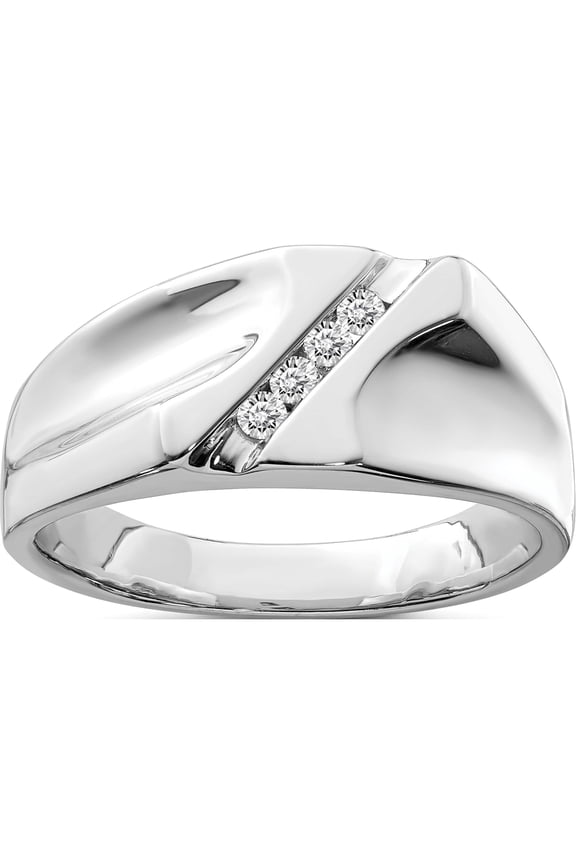 Sterling Silver Rhodium Plated Diamond Men's Ring
