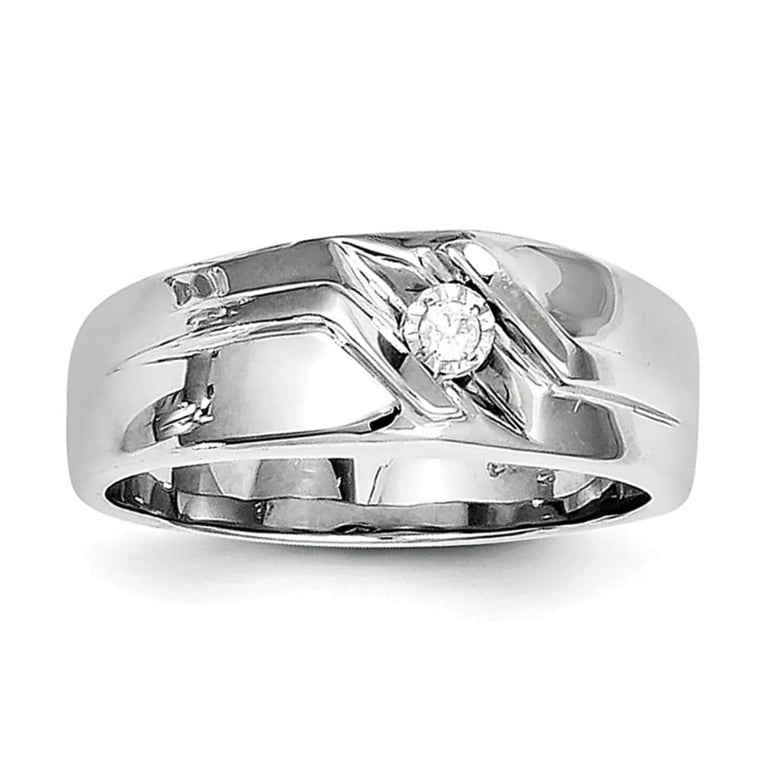 Sterling Silver Rhodium Plated Diamond Men's Ring QR5079