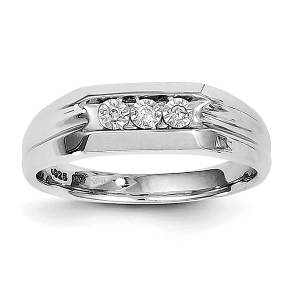 Sterling Silver Rhodium Plated Diamond Men's Ring