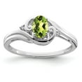 thumbnail image 1 of Sterling Silver Rhodium Plated Diamond & Peridot Ring, 1 of 6