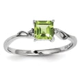 thumbnail image 1 of Sterling Silver Rhodium Plated Diamond & Peridot Square Ring, 1 of 1