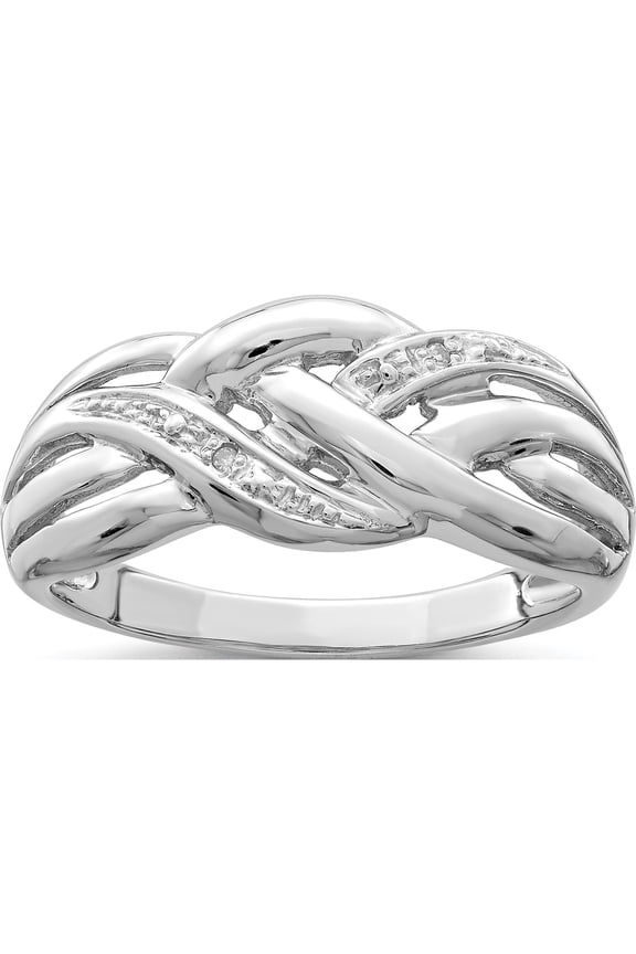 Sterling Silver Rhodium Plated Diamond Ring