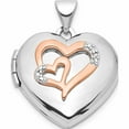 thumbnail image 1 of Sterling Silver Rhodium-Plated Diamond Rose Rhodium Hearts 18mm Locket (23.85 X 18.85) Made In China -Jewelry By Sweet Pea, 1 of 8