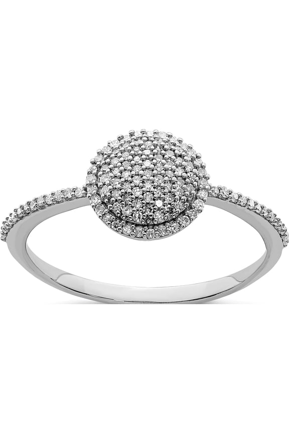 Sterling Silver Rhodium Plated Diamond Round Ring (Size 8) Made In India qr4733-8